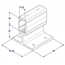 SUPPORT OF ALUMINIUM FOR PROFILE OF SQUARE RAIL OF 40X20 WHITE