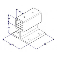 SUPPORT OF ALUMINIUM FOR PROFILE OF SQUARE RAIL OF 30X30 WHITE