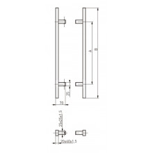 TIRADOR INOX RECTANGULAR 90  DOBLE 114PR30090 300 500MM MD