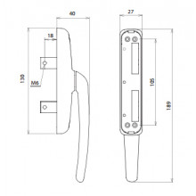 HANDLE 11400 WITH TRANSMISSION BOLTS  4 LEAVES  WHITE