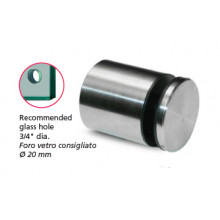 BOTON D50x50MM 38.1020 050  D5050AM  INOX SATINADO AISI 316 VIDRIO 8 17 52MM IN