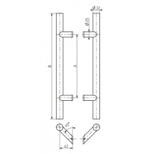 TIRADOR INOX REDONDO 45  SIMPLE 104.SS.800.45 MD 600 800 MM