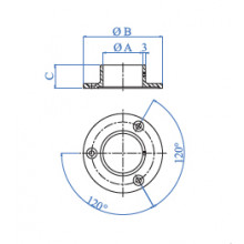 ANCLAJE 38.2020 ISA  E456 304  PASAMANOS A PARED INOX SATINADO AISI 304 TUBO 42 4MM IN