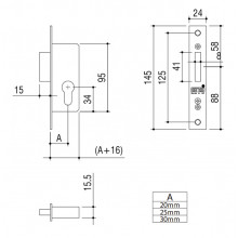 CERRADURA 1 PUNTO SOLO DESLIZANTE 9791X25 GN