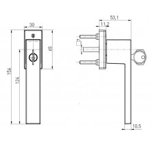 HANDLE DUBLIN WITH KEY SILVER 161.SILVER.40.45