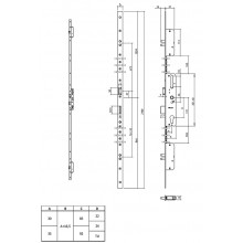 CERRADURA 3 PUNTOS ENGRANAJE FRENTE PLANO 24 PICAPORTE Y BULON 7615 E.30 2100MM GN