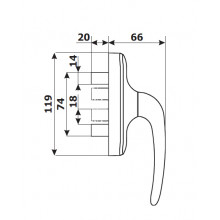 OPERATING HANDLE 340 BLACK WITH TWO PINS