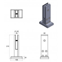 PINZA BARANDILLA ESCALERA MC 212 ANODIZADO PLATA VIDRIO 12 16MM MP