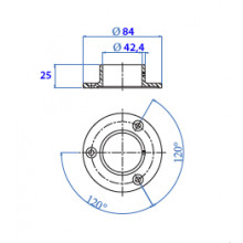 ANCLAJE 38.2020 IBR  X456 43  PASAMANOS A PARED INOX BRILLO AISI 316 TUBO 43MM IN