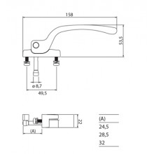 CURTAIN WALL HANDLE 480 28.5 LEFT BLACK