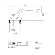 CURTAIN WALL HANDLE 480 28.5 RIGHT BLACK