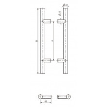 TIRADOR INOX REDONDO 90  DOBLE 114.SS.300.90 MD 300 500MM