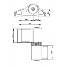 HINGE 8000C WHITE  TWO PARTS WITH STAINLESS STEEL AXE