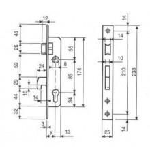 LOCK E 25mm WITH LATCH AND HOOK LEVER