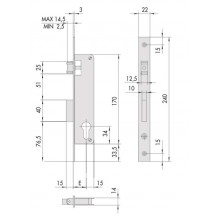 LOCK 1.44870.35.0 WITH ROLLER AND SLIDING LEVER WITHOUT STRIKE