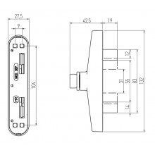 OPERATING LOCK SYSTEM 9520P BLACK WITHOUT HANDLE TWO PINS  OUTSIDE OPENING 