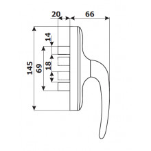 OPERATING HANDLE 360 WHITE WITH TWO PINS