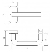 RECOVERABLE HANDLE 20030 WITH RECTANGULAR BASE INOX  SET 