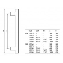 POIGN E   TIRAGE H 25X300 INOX AISI 304