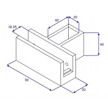 SUPPORT FOR CRYSTAL 5120 FOR PROFILES 40X20 WHITE