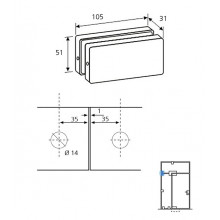 ANCLAJE 2 VIDRIOS A PARED PF020 ELEGANCE INOX BRILLO GD