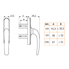 OPERATING HANDLE 328L WHITE WITH 57 4MM PINS  OUTSIDE OPENING 