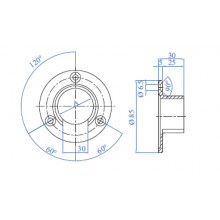 ANCLAJE 38.2540 ISA  E1110100  PASAMANOS RANURADO A PARED INOX SATINADO AISI 316 TUBO 42 4MM IN