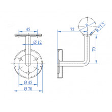 SOPORTE   EMBELLECEDOR PASAMANOS ARTICULADO A PARED 38.2074 ISA  E02283  INOX SATINADO AISI 304 TUBO 42 2MM IN