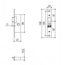 LOCK 9794  25mm ENTRANCE   ONLY WITH LATCH 