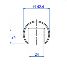 PASAMANOS RANURADO 38.2512 ISA  E1100424 3  INOX SATINADO AISI 316 TUBO 42 4MM IN
