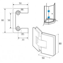 BISAGRA MAMPARA VIDRIO VIDRIO 135  26.0108 CRO  50135  CROMO GD