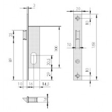 SERRURE 44241.15.0 15MM   CYLINDRE 08220.02.0