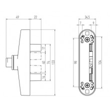 OPERATING LOCK SYSTEM 9530P BLACK WITHOUT HANDLE TWO PINS