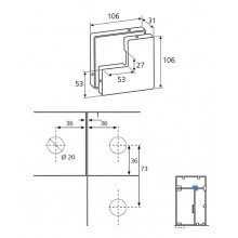 UNION 3 VIDRIOS CON TOPE ELEGANCE PF027 INOX BRILLO GD