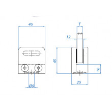 PINZA MACIZA CUADRADA BASE PLANA E111A00000 INOX SATINADO AISI 304 45x45MM IN