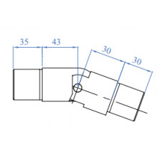 CODO ARTICULADO 38.2040 IBR  X441 43  INOX BRILLO AISI 316 TUBO 43MM IN