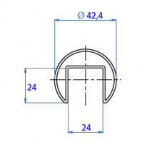PASAMANOS RANURADO E1100424 3 INOX SATINADO AISI 316 TUBO 42 4MM IN