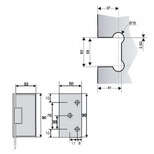 BISAGRA MAMPARA DESPLAZADA PARED VIDRIO B2004 IB INOX BRILLO TR