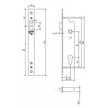LOCK 7797 T  30mm ENTRANCE   ONLY WITH LATCH 