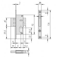 SERRURE 44241.15.0 15MM   CYLINDRE 08220.02.0