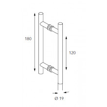 TIRADOR DOBLE REDONDO 22.0000 IBR  T4001AB  INOX BRILLO 180mm IS