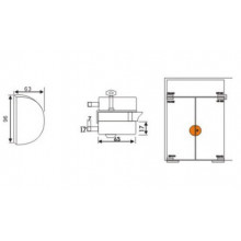 CERRAJA 08.1216.ISA  580  DOBLE VIDRIO A VIDRIO CON GANCHO INOX SATINADO CR