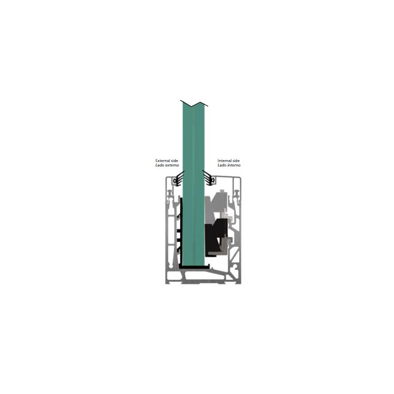 BARANDILLA REGULABLE GLASS U P3 38.7300 020 A SUELO ANODIZADO PLATA VIDRIO 10 10 IN, detalle 2
