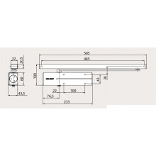 CIERRAPUERTAS SIN RETENCION BRAZO DESLIZANTE DC135 PLATA 60KG FUERZA 3 TS