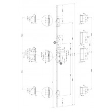 CERRADURA 3 PUNTOS AUTOMATICA FRENTE PLANO 24 2 GANCHOS M2 AV4D 5098718 L35 IZQUIERDA 2100X24MM WK