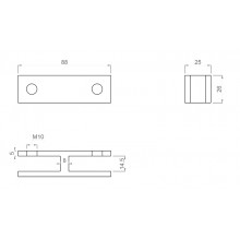 ESTABILIZADOR VIDRIO ANGULO 180 SH 8082 10 12 SSS  ISE0092AM  INOX SATINADO AISI 316 VIDRIO 10 12MM FO