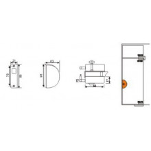 CERRAJA 08.1214.ISA  580A  DOBLE VIDRIO A PARED CON GANCHO INOX SATINADO CR