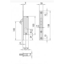 LOCK 45011.16 16MM WITH CYLINDER 28X28 08210.02.0