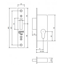 MORTISE LOCK 9791 x 25 WITH ADVANCING BOLT AND STAINLESS STEEL FOREND