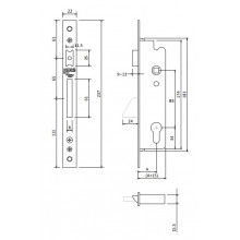 LOCK C 35mm WITH LATCH AND SWINGING LEVER